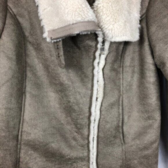 BB Dakota Penny Lane Dark Tan Faux Suede Shearling Warm Winter Jacket Medium - Picture 8 of 9